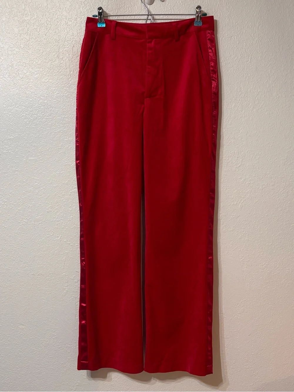 7 For All Mankind Velvet Wideleg Tuxedo Pants Trousers Size 8 NWT